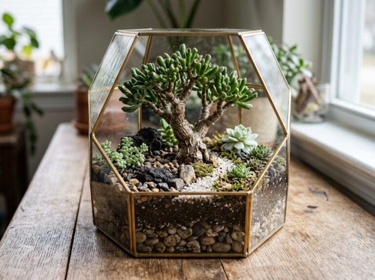 bonsai style succulent terrariums